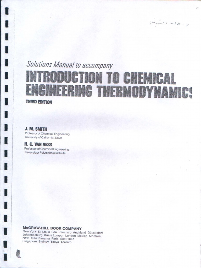 INTRODUCTION TO CHEMICAL ENGINEERING THERMODYNAMICS SOLUTIONS MANUAL PDF